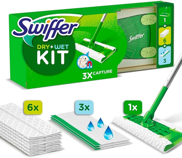 Набір для сухого та вологого прибирання Swiffer Kit Mop (швабра + 8 сухих та 3 вологі серветки) HT1001 фото