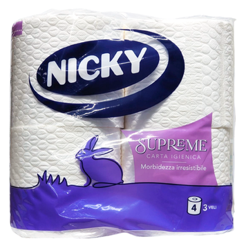 Туалетний папір NICKY CARTA IGIENICA 3V. 4PZ SUPREME 8004260005913 фото