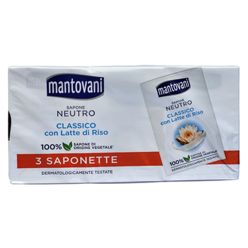 Мыло твердое нейтральное MANTOVANI SAP.LATTE RISO 3X90 г. 8002340017795 фото