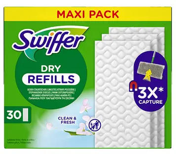 Сухі змінні серветки для швабри Swiffer Dry, 30 шт, 21 &times; 26 см HT1004 фото