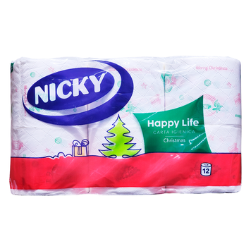 Туалетний папір NICKY CARTA IGIENICA 3 VELI HAPPY LIFE CHRISTMAS 12 ROTOLI 8004260018753 фото