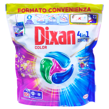 Капсули для прання кольорових речей 4 в1 DIXAN ECODOSI LAVATR BUSTA 60 DISCS COLOR 990 GR 8015100580866 фото