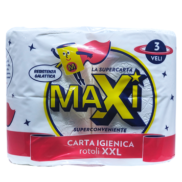 Туалетний папір 3-шаровий MAXI CARTA IGIEN X 4 ROT 3 VELI XXL GR 560 4 шт. 8011728111413 фото
