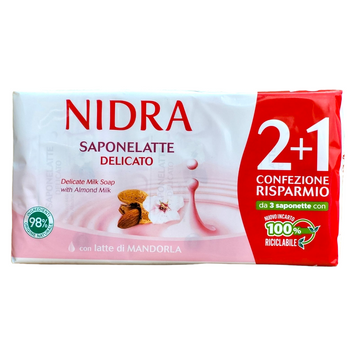 Мыло твердое с уважающим молочком NIDRA SAPONELATTE MANDORLA 3x90 г. 8003510034413 фото