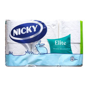 Туалетний папір 3-шаровий NICKY IGIENICA ELITE 3 VELI 12 шт. 8004260460668 фото