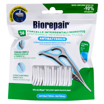 Зубна нитка з тримачем BIOREPAIR 36 FORCELLE INTERD.MONOUSO 36 шт. 8017331060056 фото