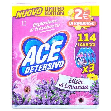 Рідкий засіб для прання ACE DET.LIQ. LV 38 ML 1900 ELISIR DI LAVANDA X3 TRIPACK (5700 ML) 8001480724938 фото