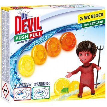 Туалетные блоки без корзины для унитаза Dr.Devil Push Pull цветение заката 40 г 4808786 фото