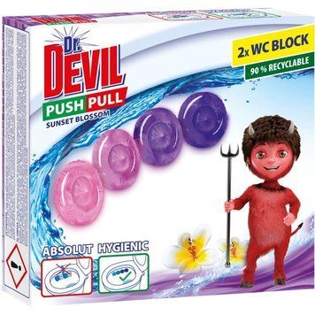 Туалетні блоки без кошика для унітазу Dr.Devil Push Pull цвітіння заходу сонця 40 г 4808790 фото