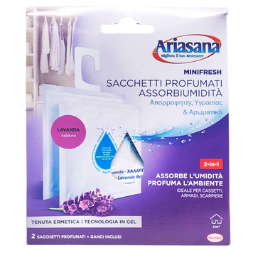 Освежитель в гардероб влагопоглашающий ARIASANA MINIFRESH SACHETTI PROFUMATI ASSORBIUMIDITA 2 PZ LAVANDA 8004630918164 фото