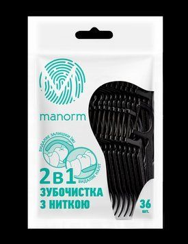Зубочистка з освіжаючою ниткою Manorm Black 36шт 1993092678 фото