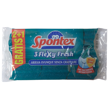Губки кухонні SPONTEX SPUGNA+ABR. FLEXY FRESH 2+1 ANTIBATTER 3384124703106 фото