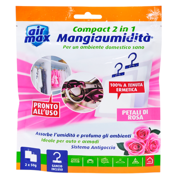 Освіжувач в гардероб вологопоглинаючий AIR MAX MANGIAUMIDITA GR50X2 PETALI DI ROSA 8023779002480 фото