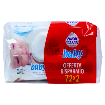 Влажные салфетки FRESH&CLEAN SALV.BABY EASY 72 PZ X2 BIPACK (144 pz) 8002340012325 фото
