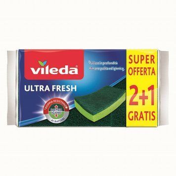 Губки кухонні VILEDA ULTRA FRESH SPUGNA ABRASIVA 2+1 шт. 4023103215481 фото
